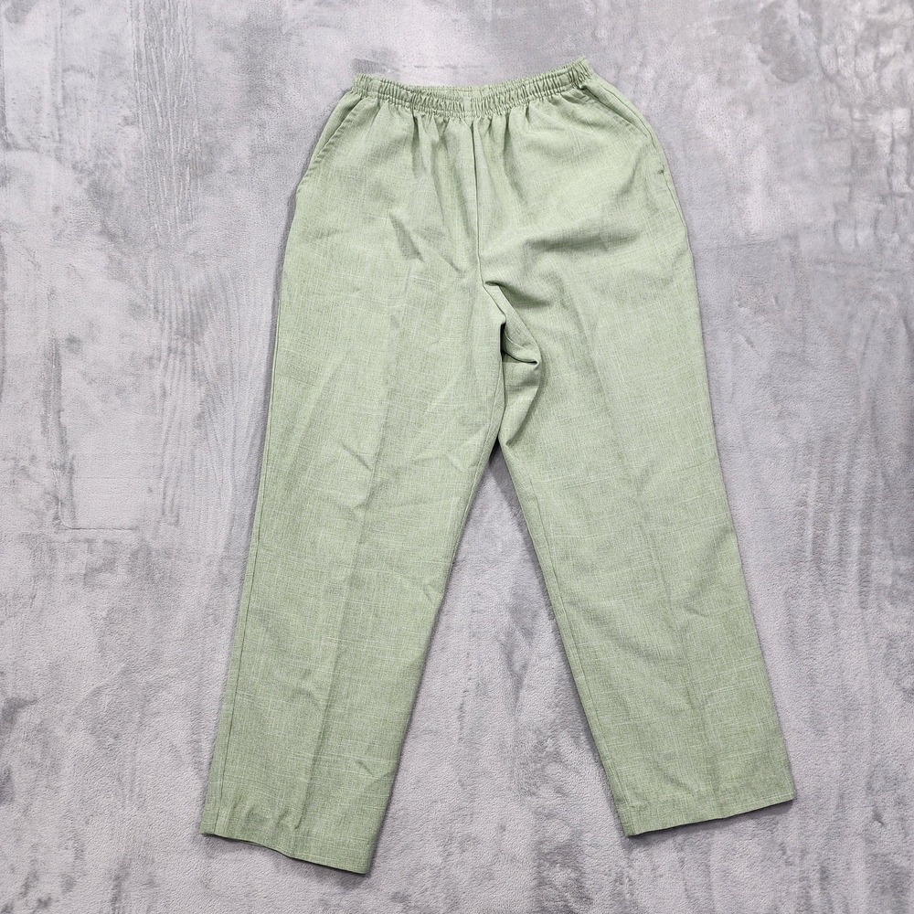 Vintage Blair Pants Womens 12 PT PETITE Green High Rise Pull On Tapered Casual
